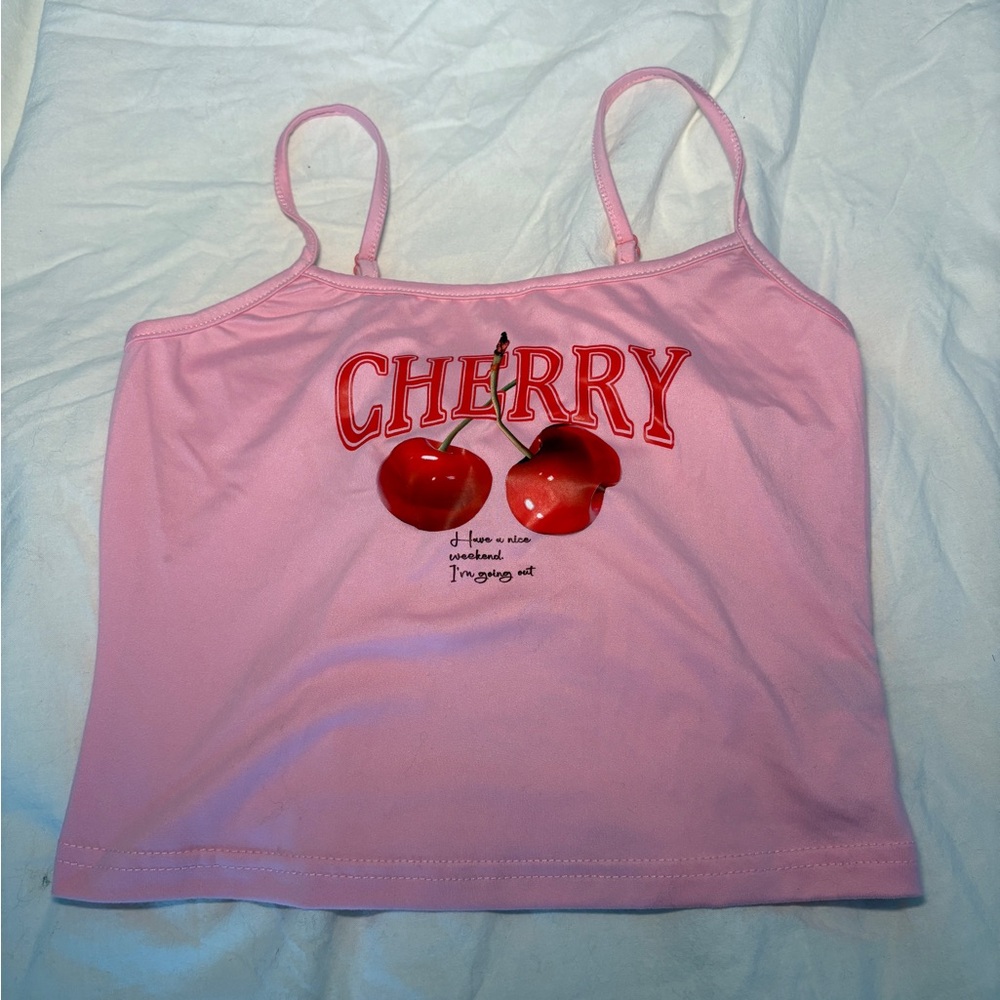 Pink Cherry Graphic Tank Top